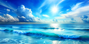 wonderful sea with waves and blue heaven
