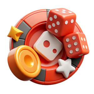 icon casino elements 3d in red