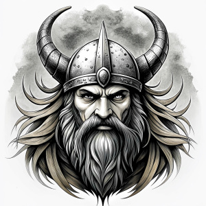 viking perfect realistic art, high-definition, high-definition grey and black, white background 