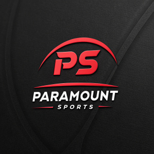 Bold and sleek logo design for Paramount Sports. Black background with red PS initials