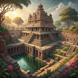 Stunning image of the ancient Rani Ki Vav stepwell located in Patan, Gujarat, India. UNESCO World Heritage Site, detailed carvings