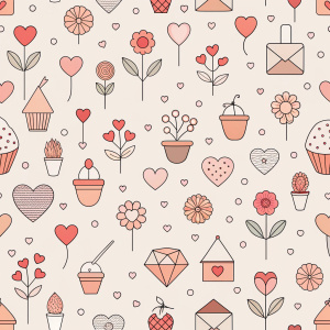 valentine day minimalist doodles for seamless pattern tile, light background