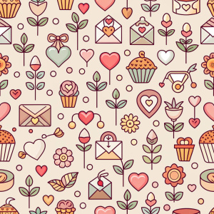 valentine day minimalist doodles for seamless pattern tile, light background