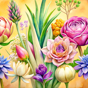  watercolor image ,Pink white leeks, Snowdrops, lobelia, canna,salvia , carnation, Common Crape Myrtle., Ranunculus viburnum, wax flower, dandelion, geranium , watercolor , watercolor , artichoke ,aster,pansy,poppy ,lavender,anemone ,oleander , succulent,pansy,lilacsucculent,pansy,lilac, dark red   background  ,aster,pansy,poppy ,lavender,anemone ,oleander , succulent,pansy,lilac