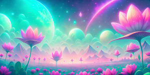 floral fuchsia pattern on the sky in soft pastel colors