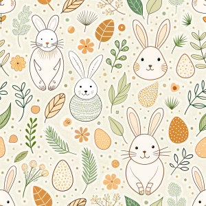 easter minimalist doodles seamless pattern tile, white ground