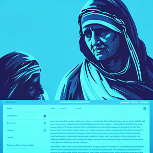 Digital screenshot of a Wikipedia page dedicated to Mother Teresa. The page highlights her life and achievements with an enlarged portrait at the top.