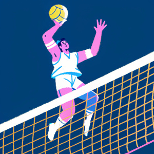 Stiven Heredia Vasquez, a volleyball player from Peru, mid-jump in action shot. Black background, silhouette effect, high resolution.