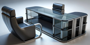 black office furniture with transparent background