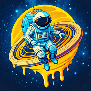 astronaut galaxy yellow  blue honey galaxy