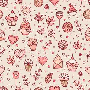 valentine day minimalist doodles for seamless pattern tile, light background