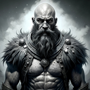 Nordic Ymir Primeval - Prehistoric Giant - perfect realistic art, high-definition grey and black, white background tattoo design