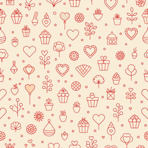 valentine day minimalist doodles for seamless pattern tile, light background