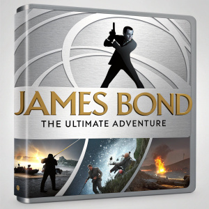 DVD cover for 'The Essential James Bond Collection'. Features a sleek silver design with a silhouette of James Bond in a dramatic pose. Bold gold text 'James Bond: The Ultimate Adventure'. Intense action scenes
