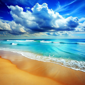 wonderful sea with little waves sand blue heaven
