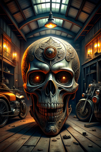 harley davitson skull motorcycle garage