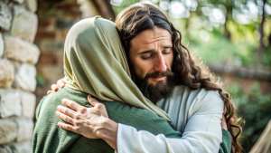 Jesus Christ hugging 