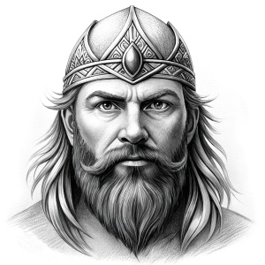 Nordic Surt - Ruler of Muspellsheim - perfect realistic art, high-definition grey and black, white background tattoo design