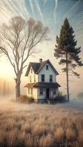 abandoned house in the trees