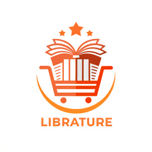 Logo named 'LIBRATURE', shopping cart, gift box, white background