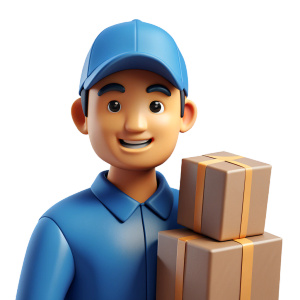 delivery man with cardboards