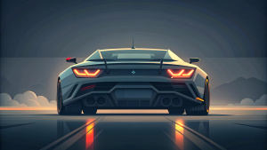 One supercar lamborghini, Racing, Rearview, dark style