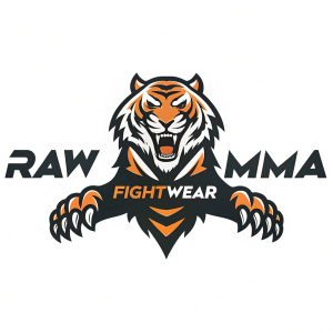 Stylized tiger logo for Raw MMA Fightwear. Bold, modern design.