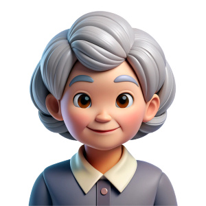 grandmother with gray hair