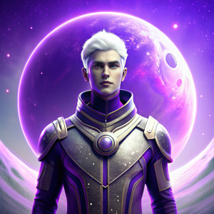 Imagine a regular person in a costume from the film "jupiter ascent" who wants to create and grow his Instagram blog. Styles: space, cyberpunk, universe
