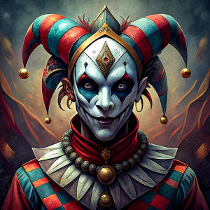 crazy harlequin wearing mask