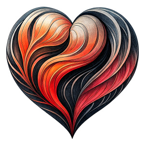Style stickers. Create a heart shape with clean lines and smooth .Experiment with negative space to create an additional shape within the heart. Apply a subtle gradient to the heart symbol for a modern touch. Black and red only. White background, No Background, vector, 8K.