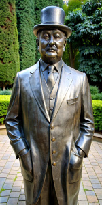 A statue of Hercule Poirot