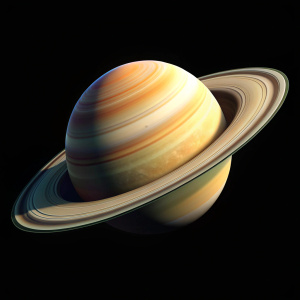 saturn, cream white, black empty background, png 