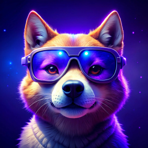 Shiba Inu con Lentes realidad virtual puestas