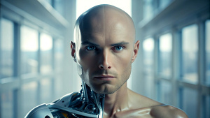 human with a part of a cyborg