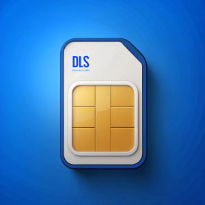 SIM card with beveled corner full face with the inscription DLS