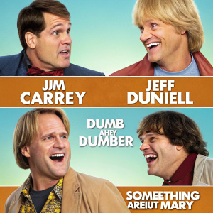 Comedy movie trailer for 'Dumb and Dumber vs. There's Something About Mary'. Humorous scenes featuring main actors. Bright and lively aesthetic.