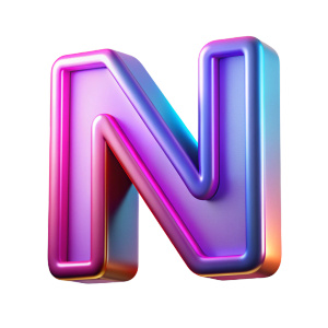 embossed letter N neon sign alphabet isolated design element y2k retro vaporwave girly, full front view, do not show sides