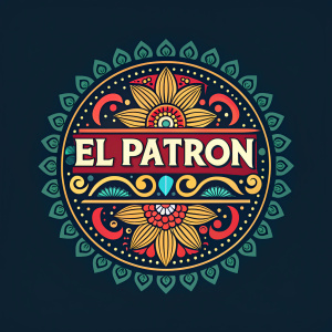 A vibrant El Patron logo, designed with a bold font and intricate design elements.