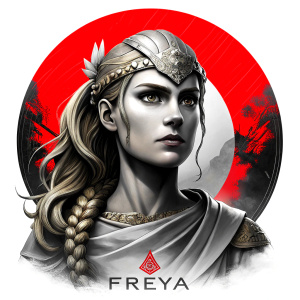 godness freya perfect realistic art, high-definition, high-definition grey and black, white background 