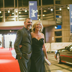 Norbert Medus and Sabine Christiansen at the Berlinale Film Festival. Both are dressed in formal attire.