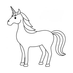 Unicorn printable coloring page illustration
