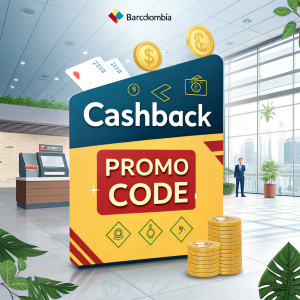 Digital advertisement featuring Bancolombia's cashback offer and promo code.