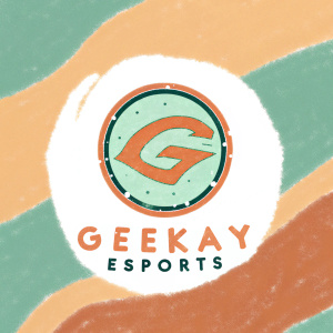 Logo design for the upcoming esports team named 'Geekay Esports'. The logo features a stylized letter 'G' enclosed in a circular emblem. The color scheme includes bold shades of blue and green.