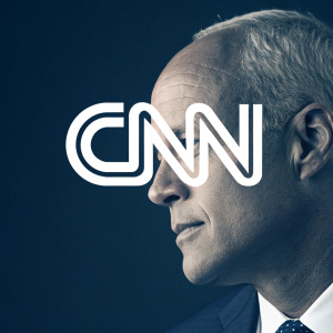 Sophisticated logo design for CNN, sleek sans-serif text, minimalistic graphic element, dark background.