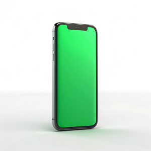 mobile mockup display green screen realistically on white background