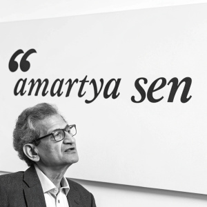 Quote from Amartya Sen, an economist and philosopher, in sleek modern font. Background is white with black text.