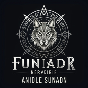 Design a logo for a tattoo studio named "Animale Studio." Use Fenrir the wolf and Jörmungandr as inspiration, incorporating Nordic runes into the design.