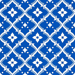 oriental arabic ornaments, blue and white tones
