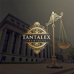 TanTalex Resources logo and design elements. Dark shades with gold highlights, elegant and eye-catching. Ideal for professional branding across various marketing tools and platforms.